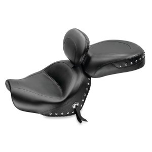 Yamaha V-Star 950 Two-Piece Motorcycle Seat - Mustang Motorcycle - Driver Backrest Studs - Black - `09-`14